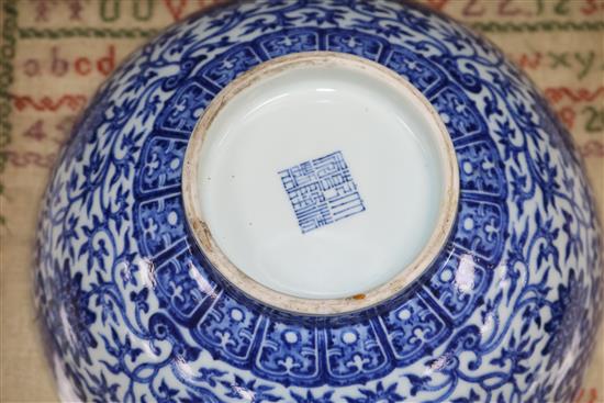 A Chinese Kraak blue and white dish, an Iznik style jar and a Chinese blue and white bowl, bearing a Qianlong mark diameter 36cm